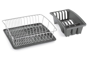Cos de spalat Metaltex 325026068, 35x30 cm, cu suport tacamuri si abtropitoare, argintiu - Img 3