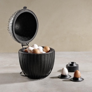 Cos pentru oua APS 30480 OVO, metal negru, capacitate 35 oua, diametru 23 cm - Img 3