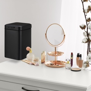 Cosmetice cu montare pe perete Relaxdays, 3L, inox, negru, softclose - Img 2