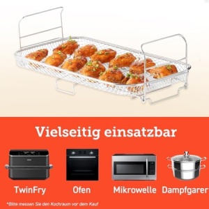 Cosori Accesoriu Heissluftfritteuse Gratar Multifunctional din Otel Inoxidabil 304 Compatibil TwinFry 10L - Img 3