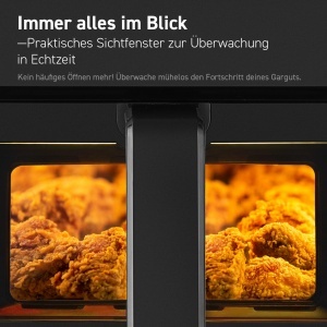 COSORI Airfryer, friteuza cu aer de 6.2 l cu fereastra de vizualizare si memento de agitare, friteuza cu aer 12 in 1, friteuza cu 85% mai putina grasime, 50 de retete, 55% economie de energie, curatare usoara - Img 3