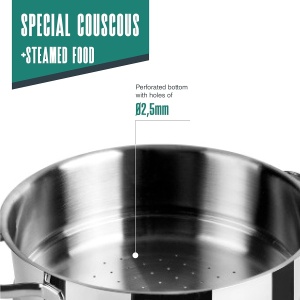 Couscous Lacor 35520 din otel inoxidabil 1810, 20cm, ergonomic - Img 4