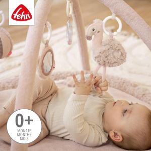 Covor de joaca Fehn Flamingo cu 7 jucarii detasabile, 85 cm, material moale - Img 3