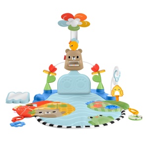 Covor de joaca Fisher-Price 3-in-1 cu activitati senzoriale, 5 zone de joaca, masinabil - Img 6