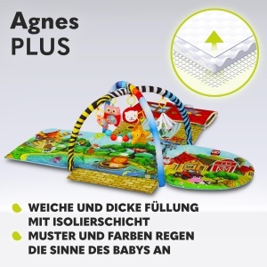 Covor de joaca Lionelo Agnes Plus 2in1, cu 2 arcade, design colorat, material moale - Img 3