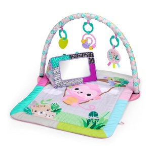 Covorase de joaca Bright Starts Treetop Bloom cu arc de joaca si oglinjoara, roz