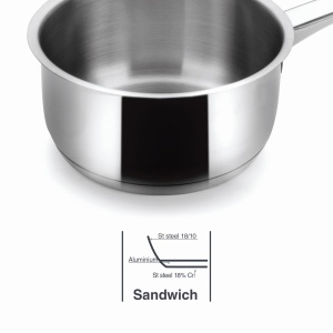 Cratita cu maner Lacor 32216 Basic 16 cm Otel Inoxidabil - Img 3