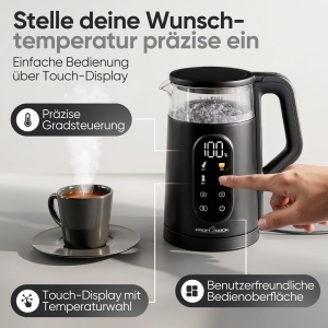 Cratita electrica ProfiCook PC WK 1328 G, 1,7L, 2200W, cu temperatura reglabila - Img 2