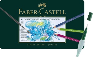 Creion de acuarela Faber-Castell Albrecht Durer, 36 culori, cutie metalica