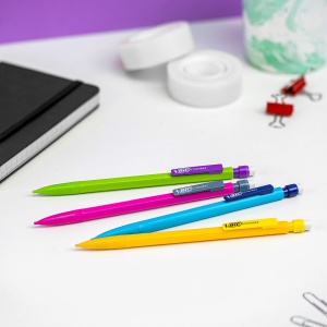 Creion mecanic BIC Matic 0.7 mm, cu radierguma si 3 mine, corp colorat - Img 8