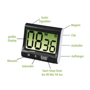Cronometru digital de bucatarie Xavax, functie timer si stop, afisaj mare, negru - Img 2