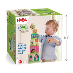 Cuburi de Stivuire HABA 10 cuburi din carton, joc educativ pentru copii de la 1 an - Img 9