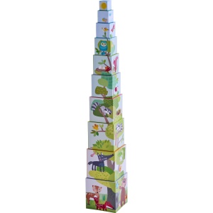 Cuburi de Stivuire HABA Waldfreunde - Set 10 Piese, Din Carton Stabil, Joc Educativ - Img 5
