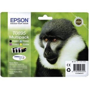 Cumpana Tinta Originala Epson T0895, Multipack 4 Culori, Rezistenta la Apa