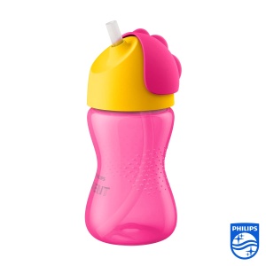 Cupa cu pai Philips AVENT SCF79802, 300 ml, roz, cu capac si pai - Img 2