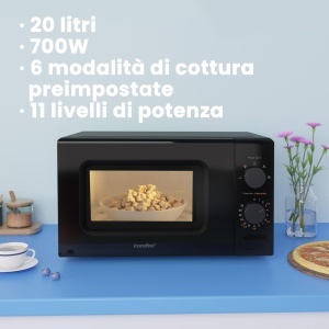 Cuptor cu microunde COMFEE negru 20 litri 700 W 5 niveluri de putere dezghetare rapida temporizator manual design compact - CM-M202CCBK - Img 8