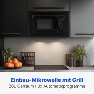 Cuptor cu microunde incorporabil Bomann MWG 2215 EB, 20L, 800W, negru mat - Img 2