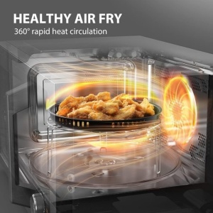 Cuptor cu microunde si friteuza cu aer cald 4 in 1 Toshiba 25L, 2100W, Inverter , functie grill, usor de curatat, Email Antibacterian, 36 Moduri de Gatire, Negru - Img 5