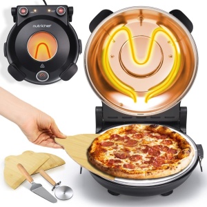 Cuptor electric pentru pizza NutriChef, 1200W, piatra de 30 cm, rosu