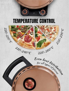 Cuptor pentru pizza Bestron APZ500CO, 320C, cu piatra de cuptor, culoare cupru - Img 4