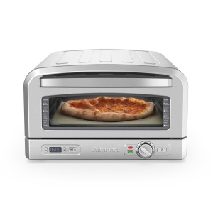 Cuptor pentru pizza Cuisinart | Pentru utilizare in interior | Aroma la cuptor cu lemne in 5 minute | Set de pizza inclus: coaja de pizza, taietor de piatra, piatra si tigaie adanca | Timp si temperatura reglabile pana la 400degC