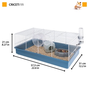 Cusca pentru rozatoare Ferplast CRICETI 11 pentru hamsteri realizata din metal inclusiv accesorii iesle sticla de baut casa roata 575x31xh215cm - Img 2