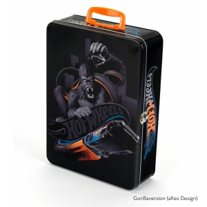 Cutie de colectie Hot Wheels Theo Klein 2881, metal, capacitate 50 masini, editie aniversara - Img 2