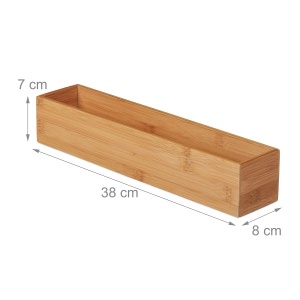 Cutie de depozitare din bambus Relaxdays, 7 x 38 x 8 cm, culoare natur - Img 4