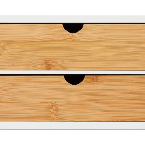 Cutie de depozitare Relaxdays, Bambus si MDF, 2 sertare, 14x33x21 cm, albnatural - Img 8