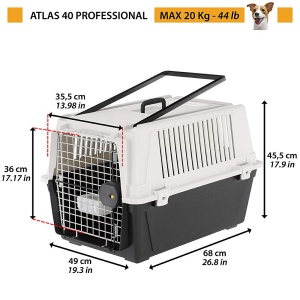 Cutie de transport pentru caini Ferplast Atlas 40 Cutie de calatorie pentru caini Blocare de siguranta Gri de ventilatie 49 x 68 x h 455 cm Gri - Img 10