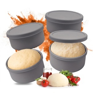 Cutie pentru Pizzaballs Relaxdays, Set de 4, Silikon, Capacitate 350 g, Gri - Img 1
