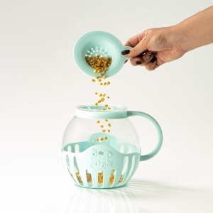Cutie pentru Popcorn JOCCA, 2,2 l, din sticla, cu gratar din silicon, albastra - Img 6