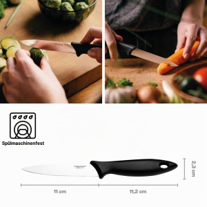 Cutit pentru legume Fiskars Essential, 22 cm, otel inoxidabil, maner PP, negru - Img 2