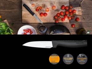 Cutit pentru legume Fiskars Hard Edge, 10.9 cm lama, design ergonomic, argintiunegru - Img 3