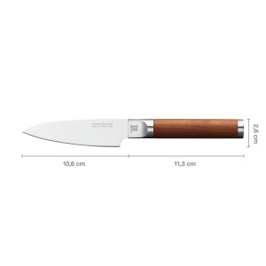 Cutit pentru legume Fiskars Norden, lama 10,8 cm, din otel german, maner din mesteacan finlandez, maro - Img 2