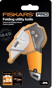 Cutit pliabil universal Fiskars, lungime 17 cm, otel inoxidabil/plastic, negru/portocaliu, CarbonMax, 1027224 - Img 7