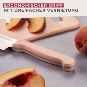 Cutit Santoku Fackelmann 23 cm, lama din otel inoxidabil, maner ergonomic apricot - Img 3