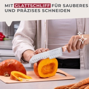 Cutit Santoku Fackelmann 30 cm, lama inox 18 cm, maner ergonomic apricot - Img 5