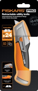 Cutit universal Fiskars CarbonMax cu lama retractabila, 17,7 cm, negruorange - Img 6
