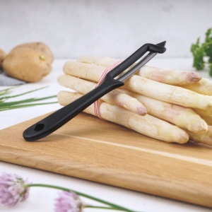 Decojitor de sparanghel Fackelmann World Champion, Decojitor universal cu lama din otel inoxidabil, Peeler pentru fructe si legume (Culoare: Negru), Cantitate: 1 bucata - Img 6