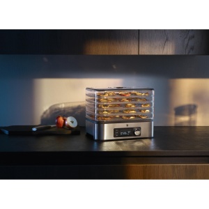 Deshidratator de bucatarie WMF Miniis din otel inoxidabil, deshidratator cu 5 compartimente, 30-70degC, temporizator de 24 de ore, uscator de fructe, deshidratator, 2 cutii, matrita de bar muesli, fara BPA - Img 2