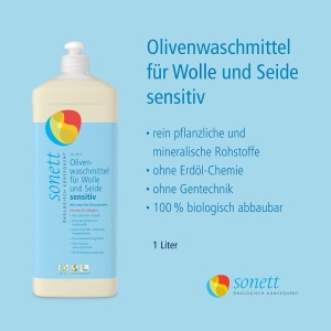 Detergent lichid pentru rufe Sonett cu ulei de masline, 1L, pentru lana si matase - Img 2