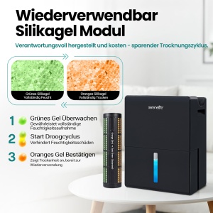 Dezumidificator electric SereneLife 2,3 L, compact, silentios, negru - Img 5