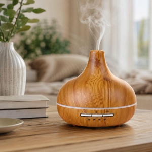 Difuzor Aroma Grundig 300ml - Umidificator cu LED si Timer - Bambus, Maro - Img 3