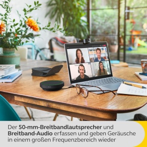 Difuzor Bluetooth Jabra Speak2 55, 4 microfoane cu anulare a zgomotului, difuzor full-range de 50 mm, audio in banda larga, compact, portabil - certificat pentru echipe MS, gri inchis - Img 7