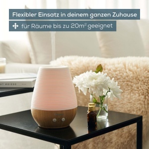 Difuzor de arome Beurer LA 40, 180 ml, din bambus si portelan, cu lumina ambientala - Img 5