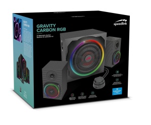 Difuzor PC Speedlink GRAVITY CARBON RGB 2.1 Sistem de sunet Bluetooth - cu subwoofer din lemn, sistem de difuzoare active 120 wati, mufa 3.5mm, AUX, telecomanda de masa, negru - Img 6