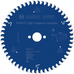 Disc Saw Bosch EXPERT pentru Placi HPL, 160 mm, 52 Zane, Tehnologie Carbide