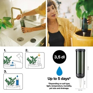 Dispenser de apa pentru plante Fiskars Urban Plant Care, 350 ml, ceramicaplastic, verde inchis - Img 2