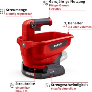 Dispersor Universal Einhell GE-US 18 Li, Capacitate 3.3L, 5m Latime, 18V - Img 3